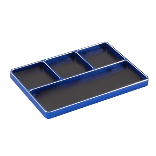 Universal CNC Aluminium RC Magnetic Screw Tray Magnetic Parts Tray Magnet Screws Holder Plate Organizer Parts Tray Nut Gasket Tool Tray for Sockets, Bolts, Pins, Phones, RC Car Boat Plane (Blue) - color: 3.blue