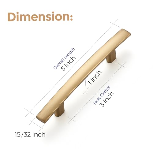 Ravinte Champagne Bronze Cabinet Pulls Curved Drawer Handles 3 Inch 30 Pack - color: Champagne Bronze