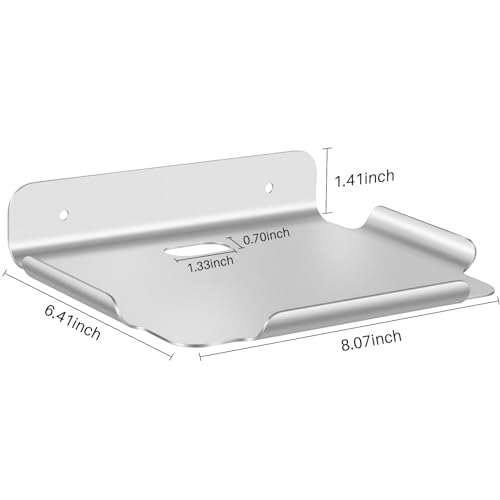 8"x 6.4" Floating Shelves, Metal Wall Shelf for Wall Storage, for Smart Home, Speakers, Internet Router, Security Camera - for Bedroom, Bathroom, and Living Room (Silver) - color: Silver