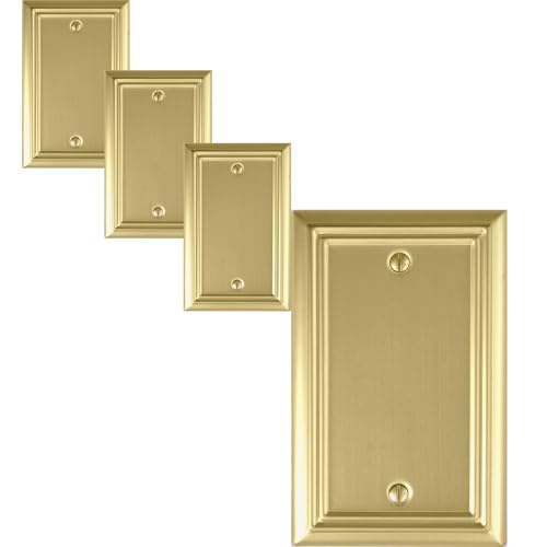 OKAWYC Single Blank Light Switch Cover Adler Metal Wall Plate, 4-Pack Brushed Brass 1 Gang, for Light Switch Cover Outlet Cover Decorative Wallplate, Durable - size: 1 Blank