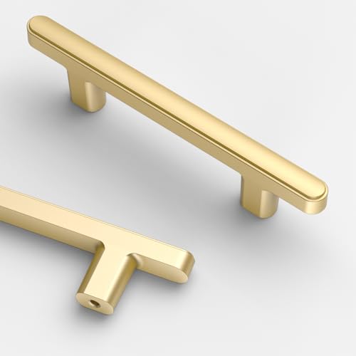 Asidrama 10 Pack 3 Inch(76mm) Brushed Gold Kitchen Cabinet Handles, Cabinet Pulls Kitchen Cabinet Hardware for Cupboard Drawer Pulls 2244 - color: Brushed Gold, size: 3" Hole Center, style: 10 Pack