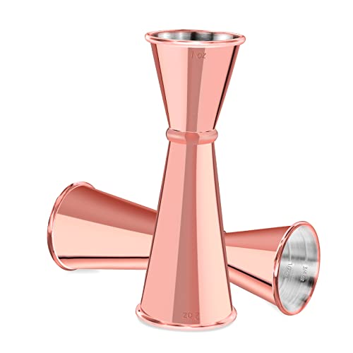 Briout Double Cocktail Jigger for Bartending, 2OZ 1OZ,Rolled Edge Rose Gold - color: Rose Gold, size: Rolled Edge-1oz/2oz-1PC