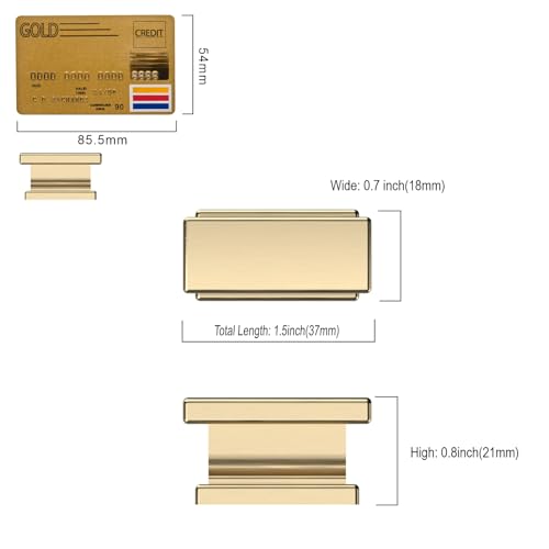 Amerdeco 10 Pack Gold Cabinet Knobs 1.46" - color: Brushed Brass, size: 1.46"/37MM