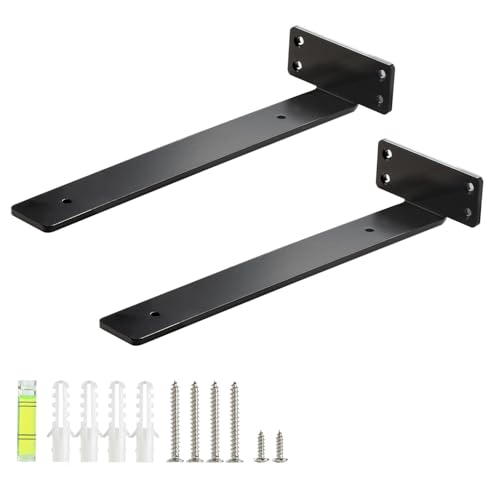 HEART ART Floating Shelf Brackets 12 Inch,Heavy Duty Black 2 Pack - size: 12 Inch, style: 2 Pack