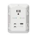 Travel Depot 5-Outlet Wall Outlet Extender with Surge Protector, (White) | 2 USB-C PD & 1 USB-A Charging Ports, 32W Fast Charging, Multi Plug Wall Adapter, 3-Sided Design for Home & Office - color: White