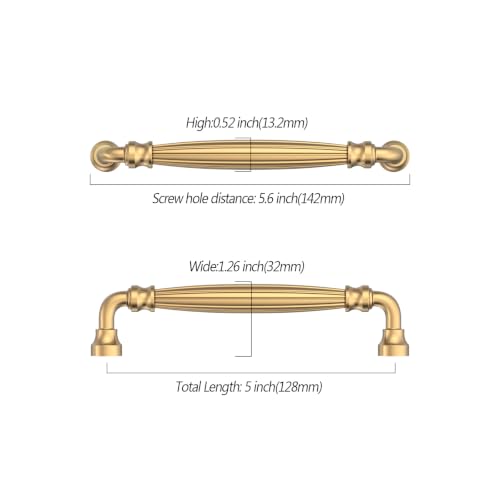 Asidrama 10 Pack 5 inch Champagne Bronze Kitchen Cabinet Handles - color: Champagne Bronze, size: 5" Hole Center(128mm)