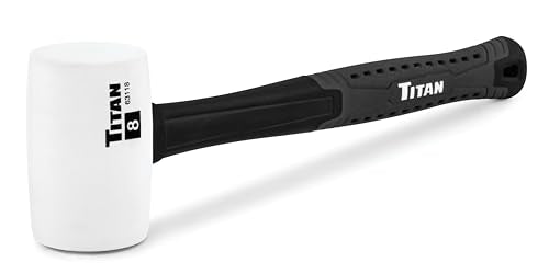 Titan 63118 8oz White Rubber Mallet, Non-marking Double-faced Solid Head, 11.5" Shock Absorbing Fiberglass Handle with Textured Grip - style: 8oz White