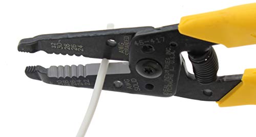 IDEAL Electrical 45-417 Premium Reflex T Stripper - 22-30 AWG solid, 24-32 AWG stranded, Wire Stripper with Plier Nose, Slide Lock, Textured Grips - size: 22-30 AWG Solid