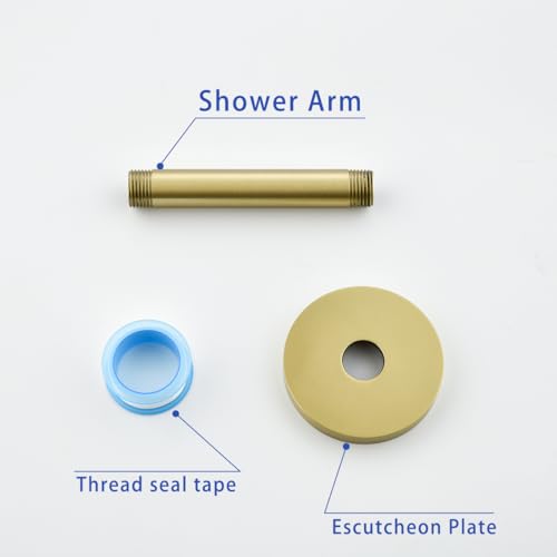 Wall Mounted Stainless Steel Shower Arm Shower Head Extension Pipe Bathroom Accessories 4 Inch Brushed Gold,SW-RD91038-4BG. - color: Circular Flange-4" Brushed Gold
