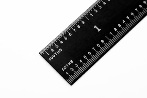 PEC Tools 18" Flexible Metal Ruler, Stainless Steel with Black Chrome Finish, High Contrast, 16R Graduation (1/32", 1/64", 1/50", 1/100"), Easy to Read Machinist Rule for Professionals, Made in USA - color: Black Chrome-Flexible, size: 18"