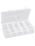 Hlotmeky Plastic Organizer Box with Dividers Bead Organizer 15 Large Grids Tackle box Organizer Clear Snackle Box Container