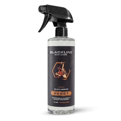 Blackline Reset Interior Car Cleaner & Deodorizer Spray - Teakwood | pH-neutral high-foam formula deep-cleans & deodorizes leather, vinyl, carpet & plastic. Long-lasting scent, zero residue