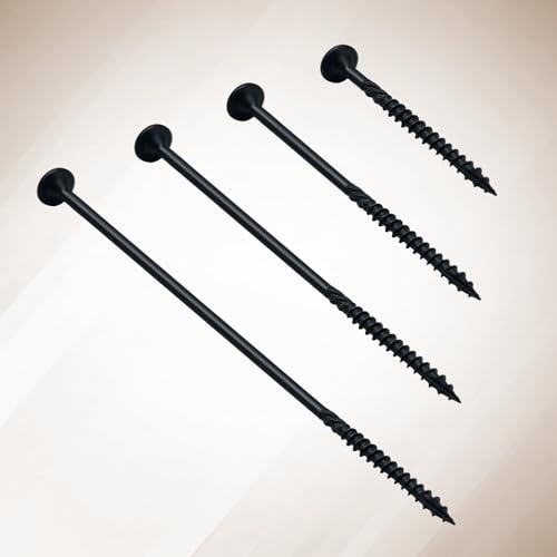 Black Deck Screws 50Pcs 8 inch | Heavy Duty Structural Wood Screws Rust Epoxy Coated, for Timber/Log/Landscape Timber, T30 Star Bits (#14 x 8) - color: Black, size: #14×8"