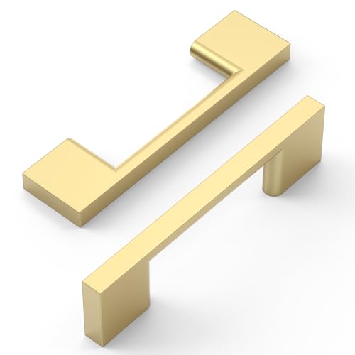 Amerdeco 10 Pack Brushed Gold Cabinet Pulls 3" - color: Brushed Gold, size: 3" hole center