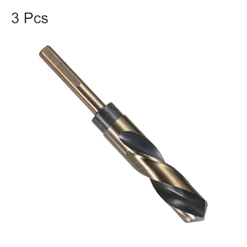 uxcell 3pcs Reduced Shank Twist Drill Bits 20mm Black Nitride & Gold Titanium Coated High Speed Steel 4341 with 10mm Shank for Stainless Steel Alloy Metal Plastic Wood - size: 20mm x 10mm