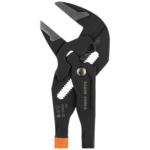 Klein Tools D53112 Compact Plier Wrench, High Leverage Multi-Use Adjustable Plier Wrench with Smooth Jaws, 12-Inch - size: 12-Inch