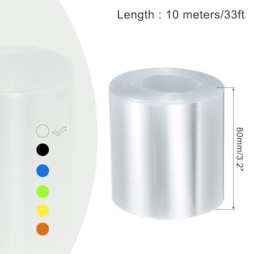 MECCANIXITY PVC Heat Shrink Tubing 50mm Dia 80mm Flat 33Ft Clear - color: Clear, size: 50mmx80mmx10m