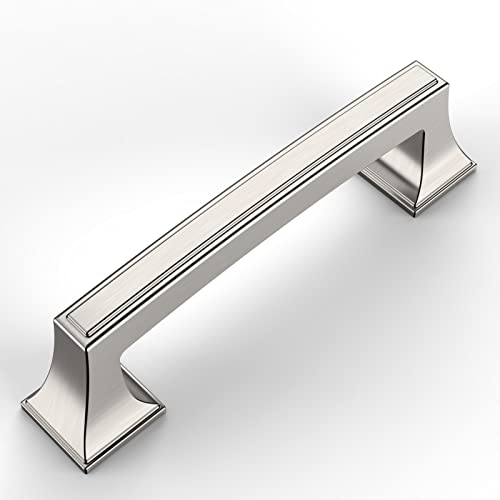Amerdeco 10 Pack Brushed Satin Nickel Cabinet Pulls 3-3/4 Inch(96mm) Hole Center Cabinet Hardware Kitchen Cabinet Handles for Bathroom Drawer Pulls Dresser Pulls ZH0010 - color: Brushed Satin Nickel, size: 3.75"/96MM Hole Center