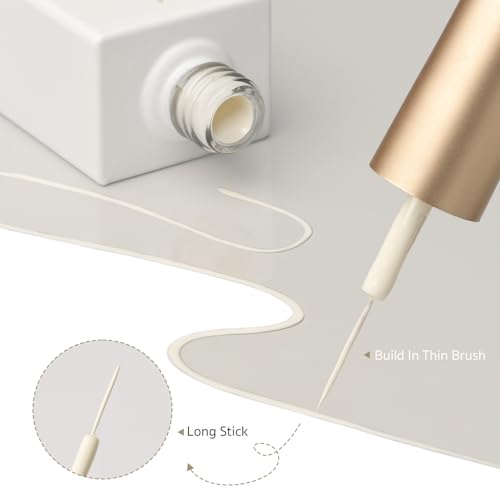 GAOY Beige White Swirl Gel Nail Polish Art Liner, 12ml Nude Color - color: Beige White