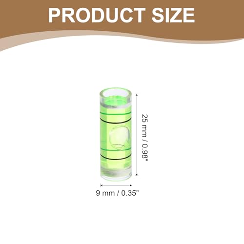 HARFINGTON 12pcs Mini Cylindrical Bubble Spirit Level Vials 9x25mm - size: 9x25mm