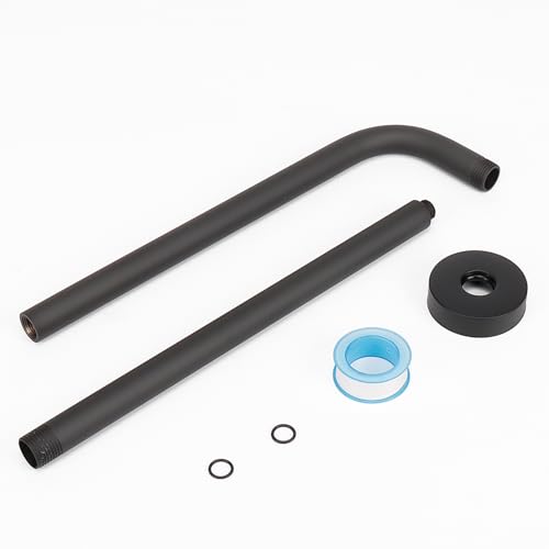 Shower Arm with Flange and Teflon Tape, Wall Mounted Shower Pipe 304 Stainless Steel Extension Arm for Fixed Shower Head & Handheld (20 Inch, Matte Black) - color: Matte Black, style: 20 Inch