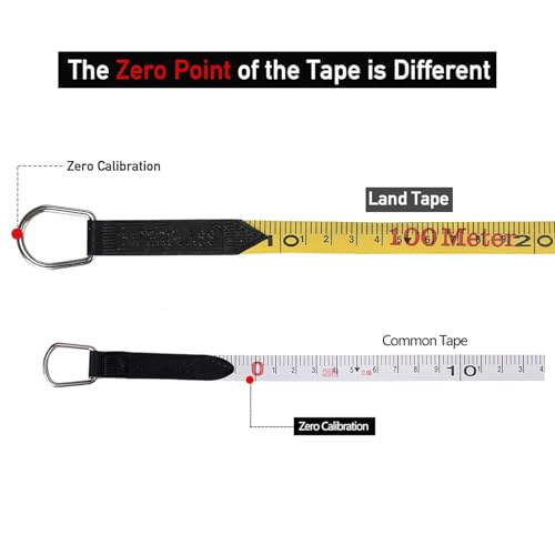 LAND 300FT/91M Heavy Duty Fiberglass Tape Measure - 1/2-Inch Wide, Dual Inch/Metric Scale, Durable Open Reel Measuring Tape for Surveying, Engineering, Runway Construction - size: 91 m