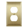 ENERLITES Duplex Receptacle Outlet Metal Wall Plate, 1-Gang, Brushed Brass - color: Brushed Brass, size: Standard Size