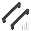 Cabinet Pulls Matte Black Cabinet Handles Square Drawer Pulls, 10 Pack 6-1/4 Inch Stainless Steel Kitchen Door Cupboard Cabinet Handles, Drawer Hardware Handles, 160mm Hole Centers - size: 6-1/4 inch Hole Centers(160mm)