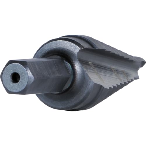Klein Tools KTSB03 Step Drill Bit Double Fluted #3, 1/4 to 3/4-Inch with Easy-to-Read Markings and Targets, 3/8-Inch Hex Shank - size: 1/4 to 3/4-Inch, style: Standard