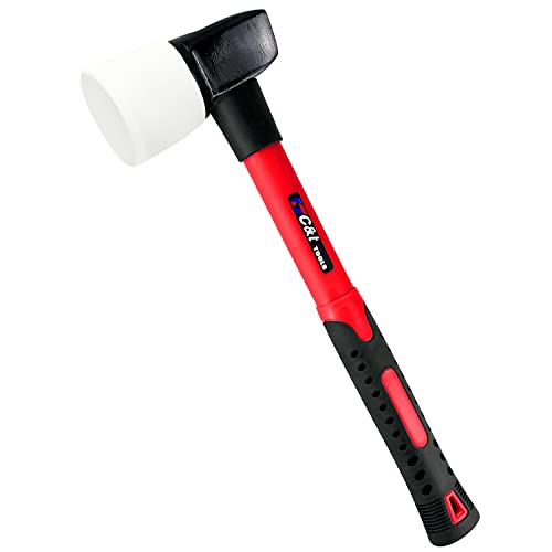 C&T White Rubber Flooring Mallet with Replaceable Head,Non-Marring Head, Fiberglass Handle, 1 Replacement head - style: Fiberglass+1 Replacement head