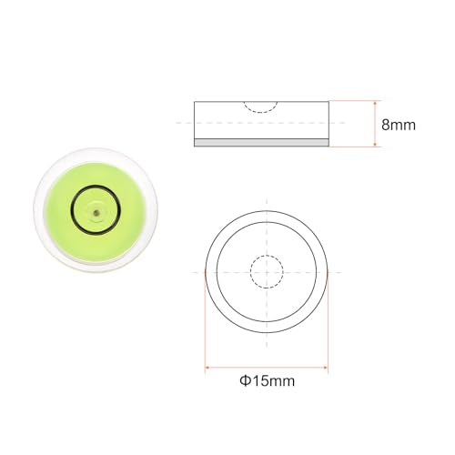 HARFINGTON Round Bubble Level, 15x8mm Mini Circular Bullseye Spirit Level for Camera Tripod Telescope Workshop Turntable Pictures Frame, Yellow - color: Yellow, size: 15x8mm