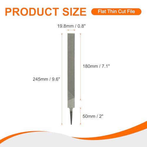 HARFINGTON 2pcs Flat Thin Cut File 8" Double Cut Teeth High Carbon Steel Hand Rasp File without Handle for Metal Wood Deburring Removing - size: 8", style: Thin