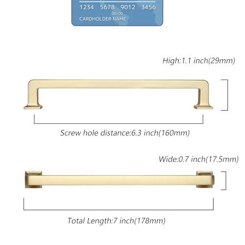 9BUILD 10 Pack 6.25 Inch Brushed Brass Cabinet Pulls,Kitchen Hardware - color: Brushed Brass, size: 6.25"/160MM Hole Center