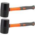 ZOENHOU 2 PCS 32 Oz Black Rubber Mallet Hammer, Solid Rubber Mallet Head with Non Slip Handle, Rubber Hammer for All Projects - color: Black, size: 32 Oz
