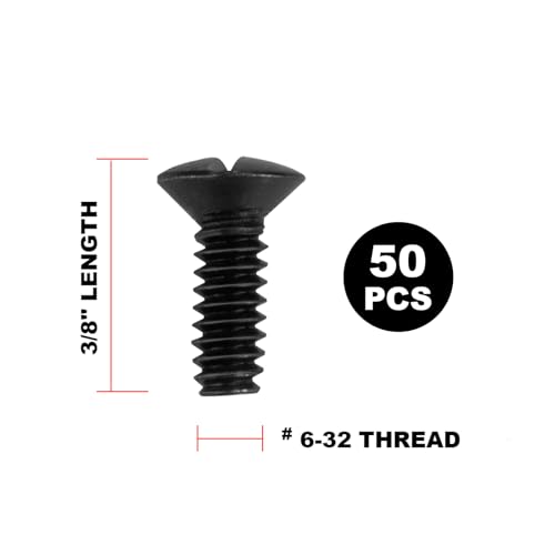 Henne Bery 3/8" Long 6-32 Thread, Oval Head Milled Slot Replacement Wall Plate Screws, 50 Pack, Black - color: Black, size: 3/8",50 Pack