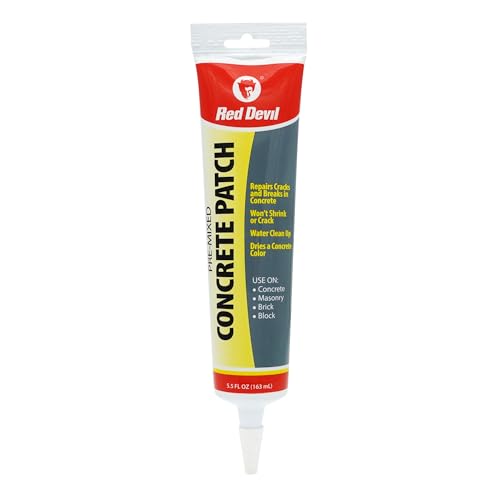 Red Devil 0645 Concrete Repair Patch, Cement Crack Filler, 5.5 Oz Squeeze Tube, Pre-Mixed, Pack of 1, Gray, Made in USA - size: 5.5 oz, style: 1 - Pack