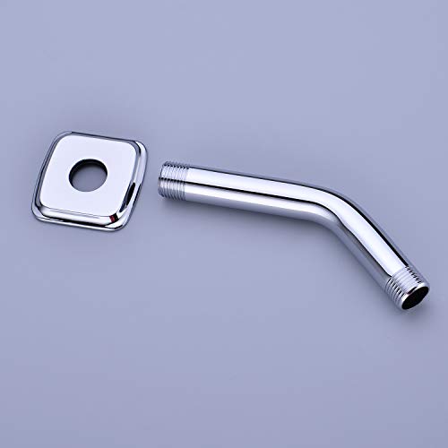 TRUSTMI Angled Shower Arm with Flange, 6-Inch Wall Mount Extension for Shower Head, Chrome - color: Chrome
