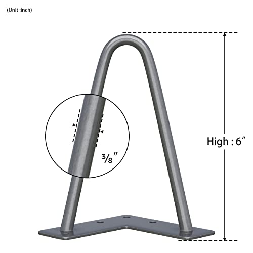 SMARTSTANDARD 6 Inch Heavy Duty Hairpin Furniture Legs, Grey 4PCS - color: Grey, size: 6 Inch