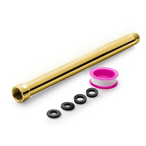 OFFO Shower Head Extension Arm, Shower Arm Extension Shower Head Extender Made of 304 Stainless Steel Shower Pipe Extension, Bright Gold 10 in - color: Bright Gold, style: 10 in