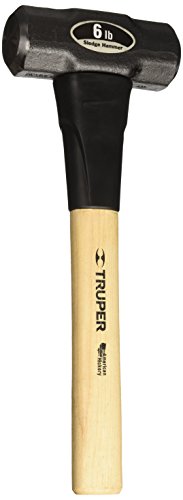 Truper 6 lb Sledge Hammer, 16-Inch American Hickory Wood Handle, Double-Faced Forged Steel Head, Heavy-Duty Compact Demolition and Construction Tool (Model MD-6H-16/33186) - size: 6-Pound Sledge Hammer, style: Hickory Handle