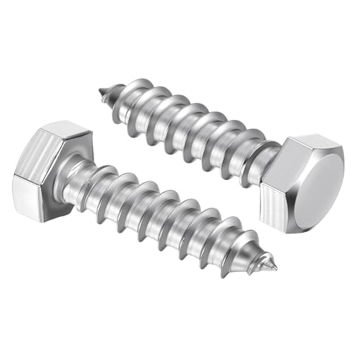 25 Pcs Hex Head Lag Screws 3/8" x1-1/2 SS 18-8 (304) Lag Bolts - color: Silver, size: 3/8"x1-1/2"
