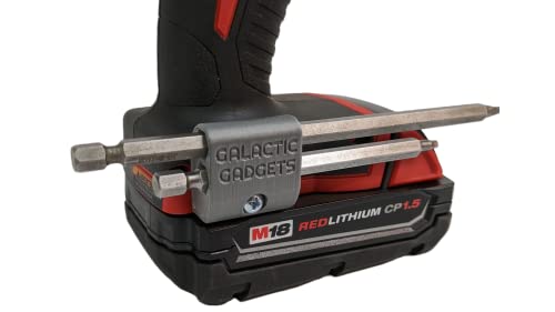 Magnetic Bit Holder fits Milwaukee M18 Drill & Impact Driver - Open-Ended Pass-Through for Long Bits (Grey) - Galactic Gadgets - color: Grey