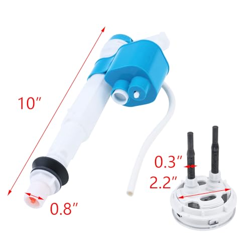 T Tulead Toilet Flush Valve 2.5", Fill Valve 1/2", Push Button 2.24" Dia - size: Small