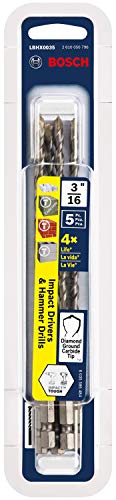 Bosch 5 pc. 3/16 in. X 6 in. Hex Shank Hammer Drill Masonry Bits LBHX0035