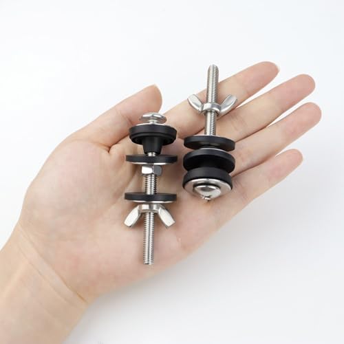 2 Pcs Toilet Tank Bolts Replacement Kit Toilet Tank to Bowl Bolts Heavy Duty Stainless Steel Universal Toilet Seat Bolts and Nuts Toilet Seat Screws and Nuts with Rubber Washers Gaskets (Silver)