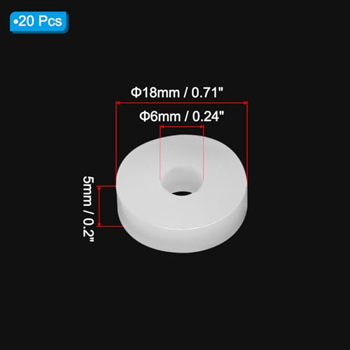PATIKIL Silicone Rubber Flat Washer, 20 Pcs 0.71" OD x 0.24" ID x 0.2" Thickness Sealing O Ring Water Hose Gasket Assortment Kit Heat Resistant Washer for Plumbing Valve Machinery, White - size: 0.71" OD x 0.24" ID x 0.2" T