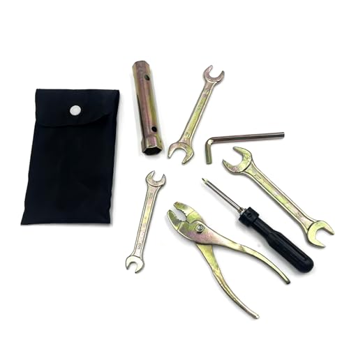 8Pcs Compact Motorcycle Repair Tool Kit, Portable Motorcycle Repair Kit with Wrench Spark Plug Socket Spanner Screwdriver Pliers