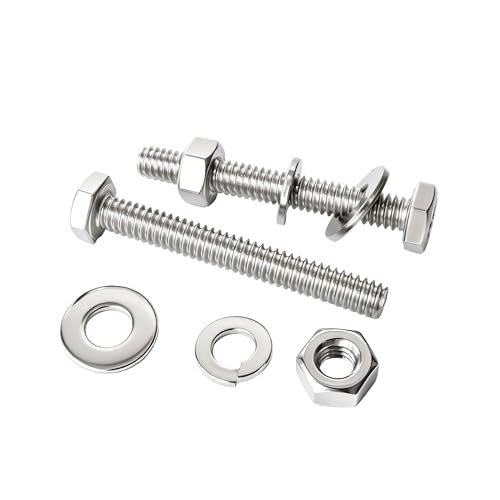 (10sets) 1/4-20x2 Hex Head Screw Bolt,Lock Nuts,Flat & Lock Washers Kits,304 Stainless Steel 18-8 Hex Screws Nuts and Bolts Assortment Kit, Fully Threaded - size: 1/4-20x2