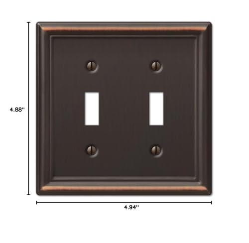 Amerelle 149TTDB Chelsea Wallplate, 2 Toggle, Steel, Aged Bronze, 1-Pack - color: Aged Bronze, size: 2 Toggle