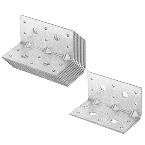 10 Pack L Angle Corner Bracket, Galvanized Steel, 2-1/8" x 2-1/8" x 4" - size: 2-1/8" x 2-1/8" x 4"